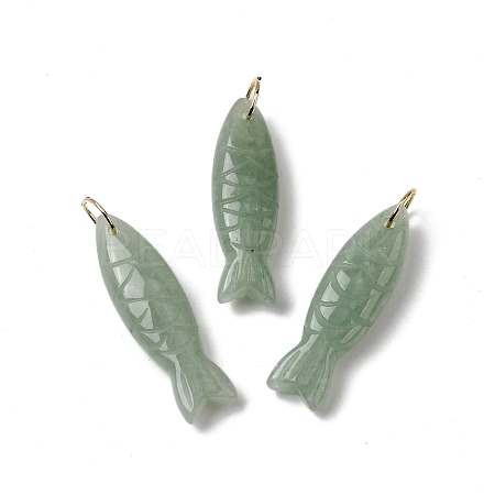Natural Green Aventurine Carved Pendants G-G314-01G-03-1