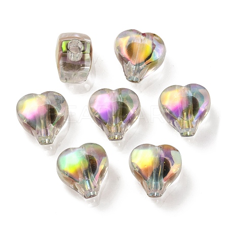 UV Plating Rainbow Iridescent Acrylic Beads OACR-F004-05A-1