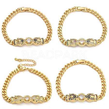 Brass Micro Pave Cubic Zirconia Bracelets BJEW-K261-20G-1