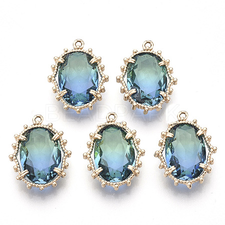 Transparent Faceted Glass Pendants GLAA-R212-04B-1