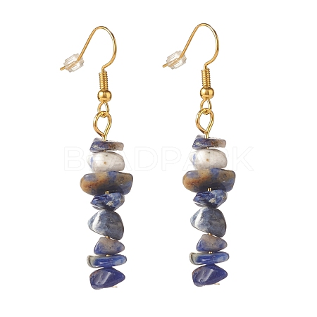 Natural Sodalite Chip Beaded Dangle Earrings EJEW-JE04788-13-1