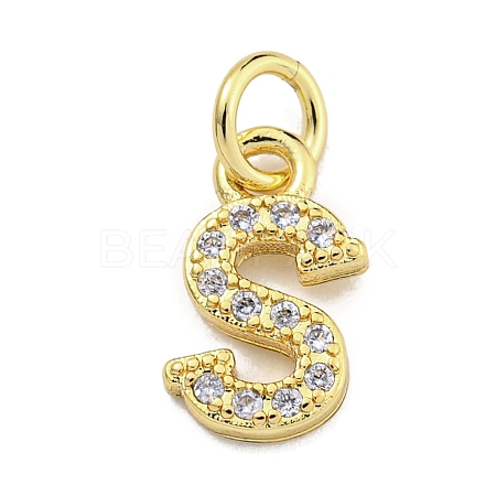 Initial Letter Brass with Cubic Zirconia Charms KK-Q814-26S-G-1