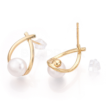 Natural Pearl Teardrop Stud Earrings PEAR-N017-06B-1