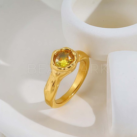 304 Stainless Steel Pave Single Cubic Zirconia Finger Rings WG7F081-01-1