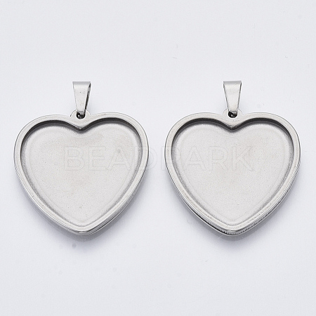 Non-Tarnish 201 Stainless Steel Pendant Cabochon Settings STAS-R101-02-1