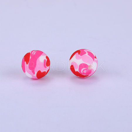 Printed Round Silicone Focal Beads SI-JX0056A-13-1