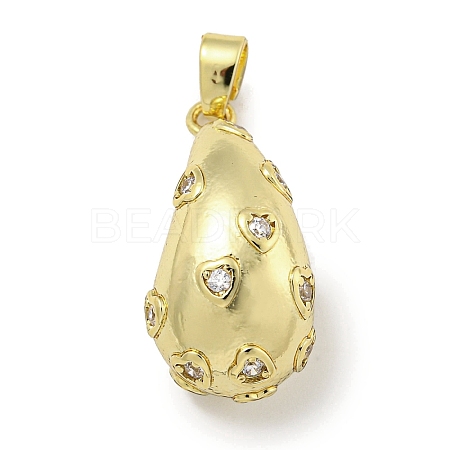 Rack Plating Brass Micro Pave Clear Cubic Zirconia Pendants KK-E114-02G-03-1