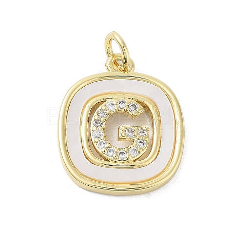Rack Plating Brass Micro Pave Clear Cubic Zirconia Pendants KK-E102-33G-G-1