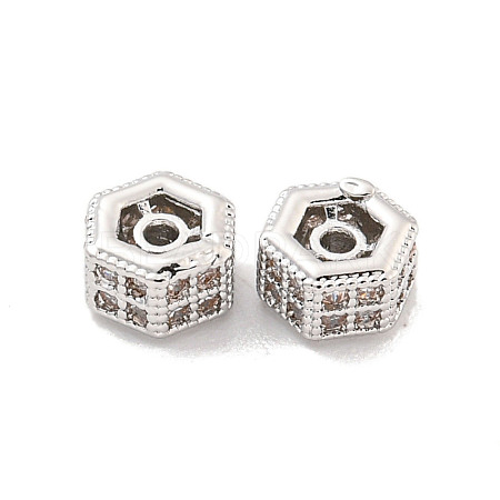 Brass Micro Pave CLear Cubic Zirconia Beads KK-Z044-07P-1