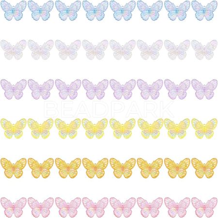 48Pcs 6 Colors Electroplate Acrylic Pendants PACR-FH0001-04-1