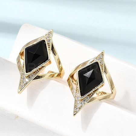 Brass Micro Pave Cubic Zirconia Cuff Rings for Women GG-CBA7610-11G-06-1