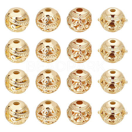 32Pcs 4 Style Alloy Hollow Beads PALLOY-BBC0001-07-1