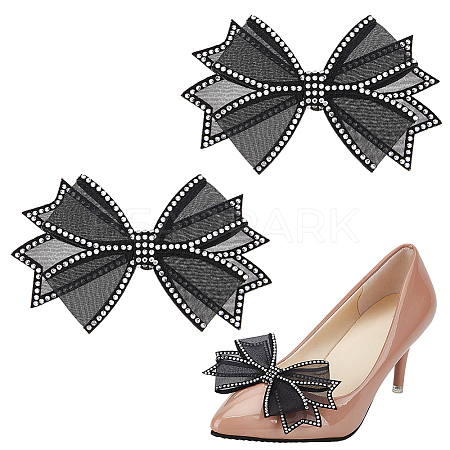 Cloth Rhinestone Bowknot Shoe Decoration FIND-WH0199-63B-1