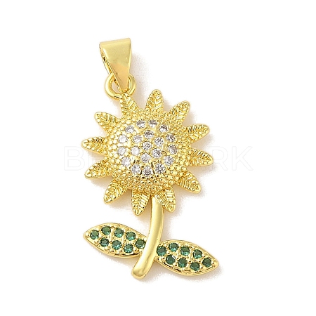 Rack Plating Brass Micro Pave Cubic Zirconia Pendants KK-S380-29G-02-1