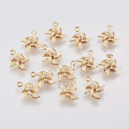 Brass Micro Pave Cubic Zirconia Charms KK-A144-041G-1