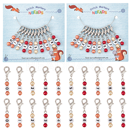 Autumn Theme Acrylic Beaded Locking Stitch Markers HJEW-PH01753-1