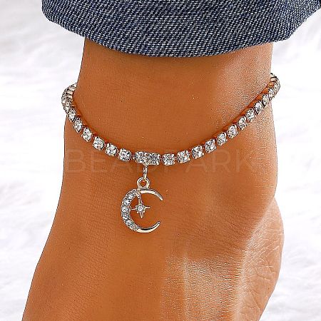 Brass Crystal Rhinestone Tennis Anklets for Wome FS-WGAF92D-11-1