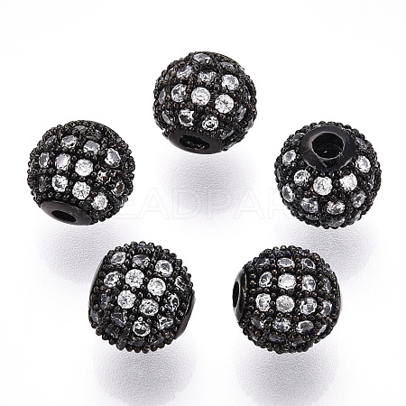 Rack Plating Brass Cubic Zirconia Beads ZIRC-S001-8mm-A04-1