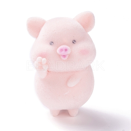 Flocky Resin Miniature Pig Figurines AJEW-Z007-05-1