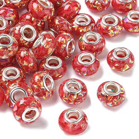 Transparent Resin Rondelle European Beads RESI-S023-22-1