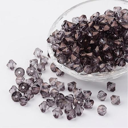 Faceted Bicone Transparent Acrylic Beads DBB4mm-60-1