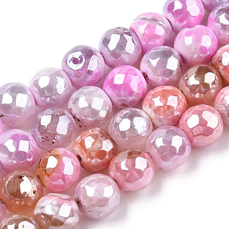Electroplate Natural Agate Beads Strands G-T131-54K-1
