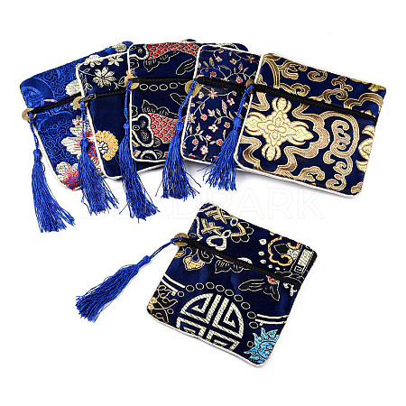 Chinese Brocade Tassel Zipper Jewelry Bag Gift Pouch - Beadpark.com