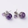 Dangling Natural Gemstone Ear Studs EJEW-JE02186-2