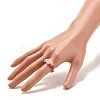 Colorful Flat Round with Letter Acrylic Finger Ring with Round Beads for Women RJEW-JR00427-4