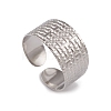 Non-Tarnish 304 Stainless Steel Textured Open Cuff Rings for Women RJEW-G285-14P-1