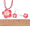Flower Polymer Clay with Wax Cord Pendant Necklaces & Dangle Earrings Sets FS-WG2CAA9-05-2