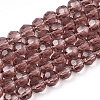 Faceted(32 Facets) Round Glass Beads Strands X-EGLA-J042-4mm-06-1
