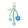 Cat Eye & Glass Seed Beaded Flower Pendant Decorations HJEW-TA00383-03-2