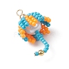 Handmade Umbrella Nylon Wired Glass Seed Beaded Pendants with Glass Pearl Round Bead and Brass Beads PALLOY-MZ00504-03-3