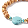 Natural Wood Stretch Bracelet with Gemstone Beads BJEW-JB08217-6