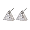Brass Micro Pave Clear Cubic Zirconia Stud Earrings EJEW-C174-02F-P-4