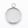 304 Stainless Steel Pendant Cabochon Settings STAS-E146-18P-14mm-2