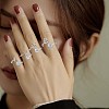 Anti-Tarnish Rhodium Plated 925 Sterling Silver Initial Letter Open Cuff Ring JR852N-7