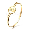 201 Stainless Steel Flat Round Link Bangles for Women BJEW-R014-01G-05-4