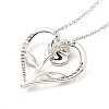 Clear Cubic Zirconia Heart with Rose Pendant Necklace NJEW-F293-01C-RG-3