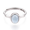 Natural Aquamarine Oval Open Cuff Ring STER-T008-92P-2