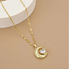 Moon & Heart 304 Stainless Steel Micro Pave Clear Cubic Zirconia Pendant Necklaces FS-WG967E3-01-2