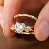 Alloy Micro Pave Cubic Zirconia Finger Rings Sets for Women FS-WGC007F-01-2
