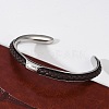304 Stainless Steel Microfiber Leather Cord Cuff Bangles BJEW-D304-14P-02-5