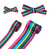 2Rolls 2 Styles Stripe Pattern Printed Polyester Grosgrain Ribbon OCOR-TA0001-37I-2