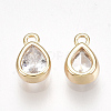 Brass Cubic Zirconia Charms X-KK-S350-089G-2