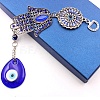 Lampwork Turkish Blue Teardrop with Evil Eye Pendant Decoration EVIL-PW0004-06-2