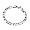 Tarnish Resistant Women' s Fashionable 304 Stainless Steel Cuban Link Chain Bracelets BJEW-JB05657-01-1