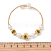 Handmade Porcelain & Natural Cultured Freshwater Pearl & Non-magnetic Synthetic Hematite Beaded Cuff Bangles for Women BJEW-JB14022-02-4