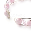 Natural Rose Quartz Beads Reiki Healing Cuff Bangle X1-BJEW-TA00023-01-5